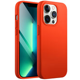 JETech Silicone Case for iPhone 13 Pro Max 6.7-Inch, Silky-Soft Touch Full-Body Protective Phone Case, Shockproof Cover with Microfiber Lining (Orange Red)
